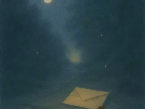 Moonlit stone path with a small envelope and key, symbolizing signs and openings that a spell is working.