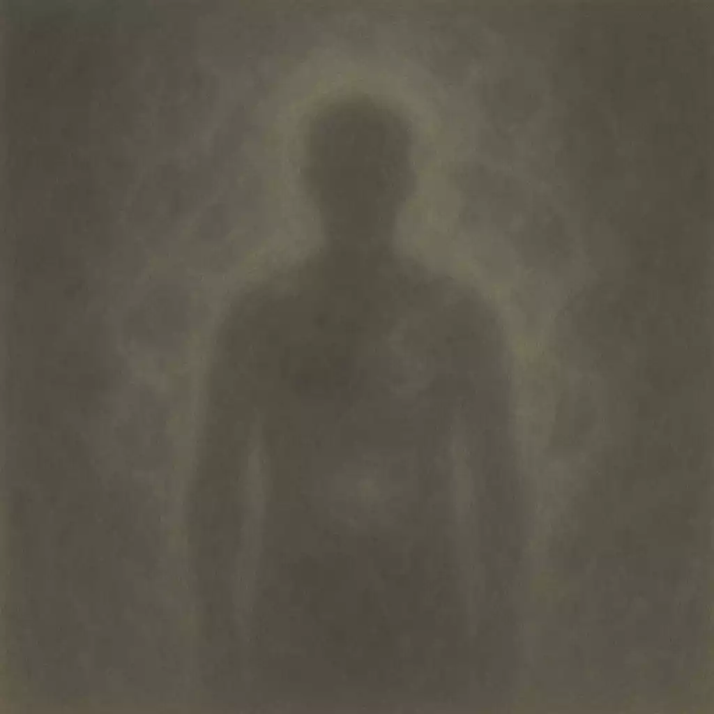 Silhouette with clouded, uneven aura showing heaviness and energetic imbalance.